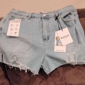 Refrain Light Blue Festival Women Shorts